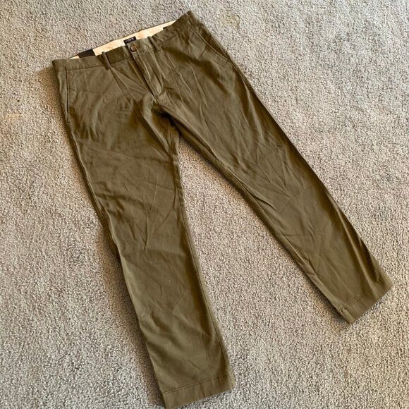 NWT J. CREW FACTORY OLIVE GREEN SLIM-FIT FLEX PANTS - SIZE 34 x 30 - Picture 5 of 15